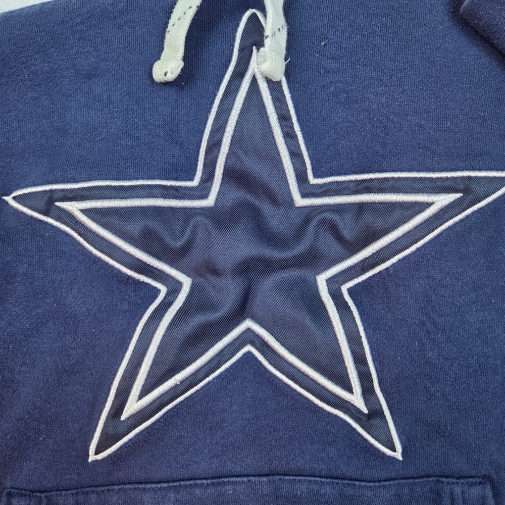 Dallas Cowboys Mitchell & Ness Hoodie Mens M Lace Up Throwback NFL Navy Blue - Picture 6 of 10